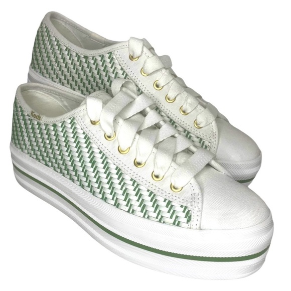 Kate Spade New York x Keds Triple Up Woven Platform Sneakers in Green/White, 7.5 - Picture 6 of 15